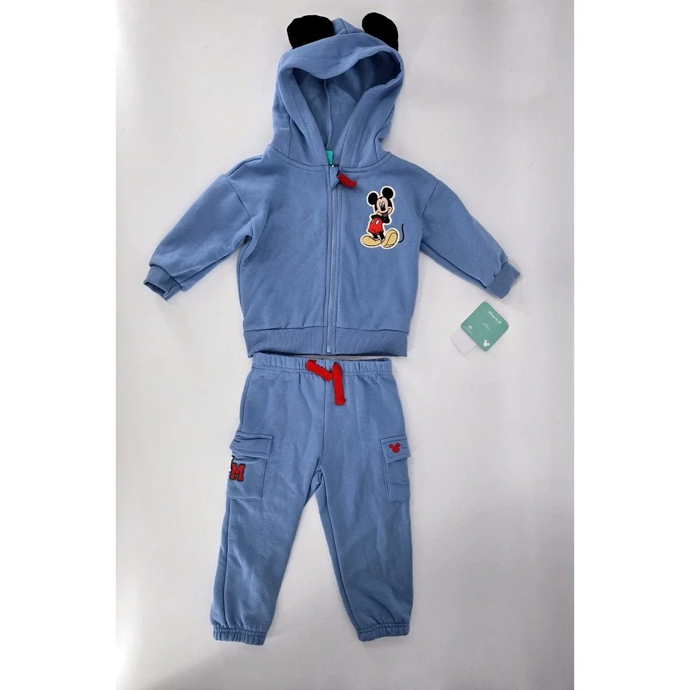 Disney Baby Mickey Mouse Hoodie‎ Sweatpants Set 3D Ear Blue Fleece NWT 18M